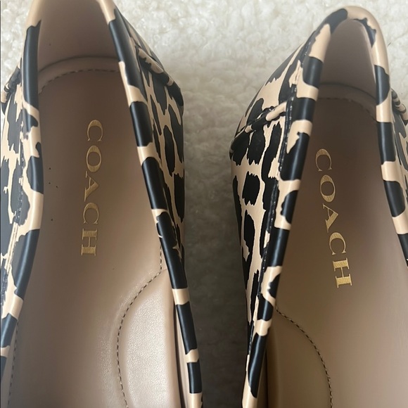 Coach Black and Tan Animal Print Loafers - Picture 3 of 7